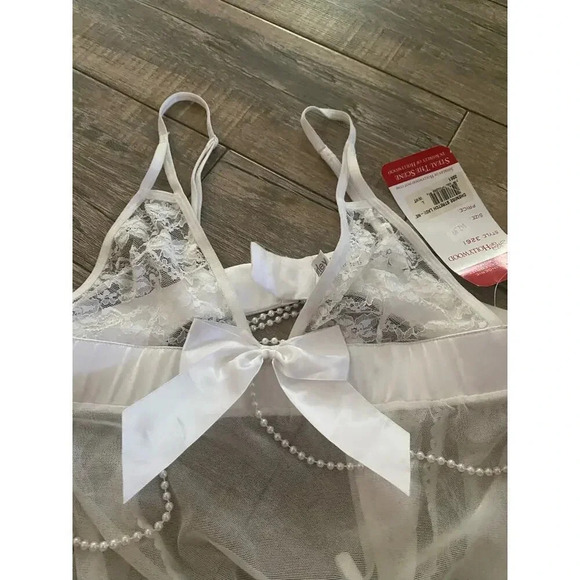 NWT Shirley Of Hollywood White Chemish Stretch Mesh Lingerie Size Large - Picture 4 of 8